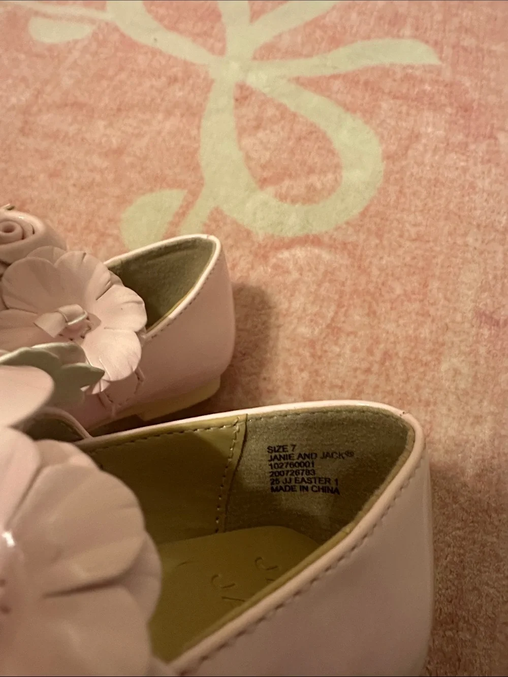 Janie and Jack Pale Pink Floral Strap Mary Jane Shoes